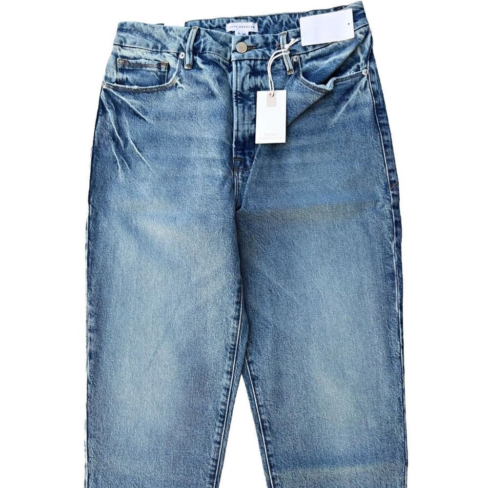 Good American Women's The Weekender Relaxed Fit Straight Leg Indigo339 Jeans - Picture 12 of 15